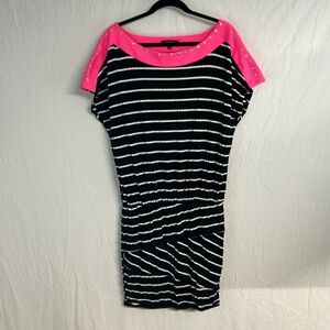 Baby Phat Black White and Pink Low Back Stretch Dress Size 1X